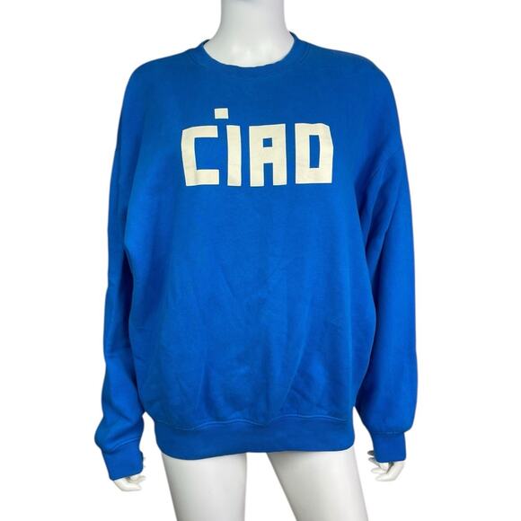 Clare V Sweaters - Clare V. Women's L Blue Ciao Oversized Pullover Comfy Cotton Sweatshirt EUC